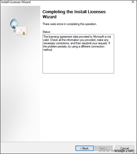 Khắc phục:Dữ liệu thỏa thuận cấp phép được cung cấp cho Microsoft không hợp lệ trên RDS Server 2016 hoặc 2019 (Solved)
