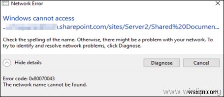 Khắc phục:Thiếu Dịch vụ WebClient trong Máy chủ 2016/2012 (Sửa Lỗi 0x80070043:Windows không thể truy cập trang SharePoint). 