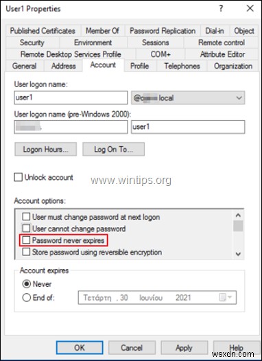 Cách thay đổi hoặc tắt mật khẩu hết hạn trên miền 2012/2016.