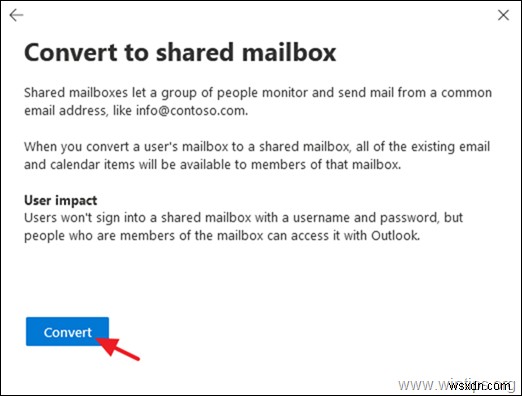 Cách chuyển đổi hộp thư dùng chung thành hộp thư người dùng hoặc hộp thư người dùng thành hộp thư dùng chung trong Office365.