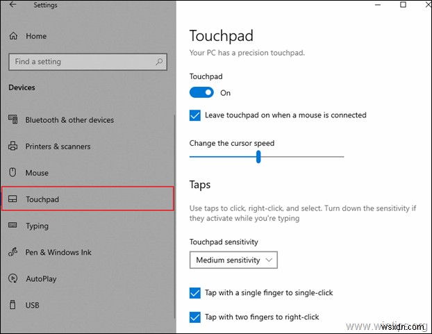 Khắc phục:Thiếu cài đặt TouchPad trong Windows 10.