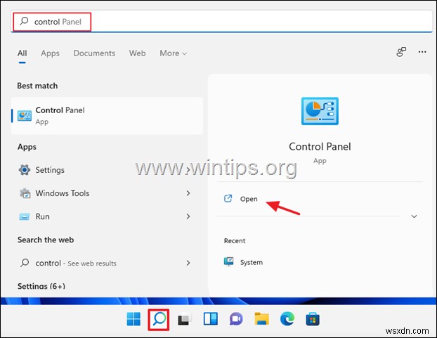 Cách mở Control Panel trong Windows 11