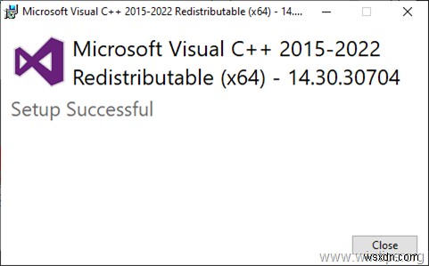 Cách cài đặt thư viện thời gian chạy Visual C ++ 2015.