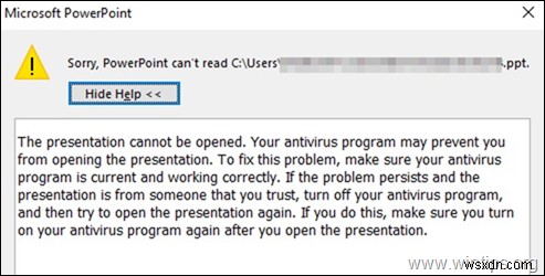 Khắc phục:Không thể mở bản trình bày trong PowerPoint (đã giải quyết).