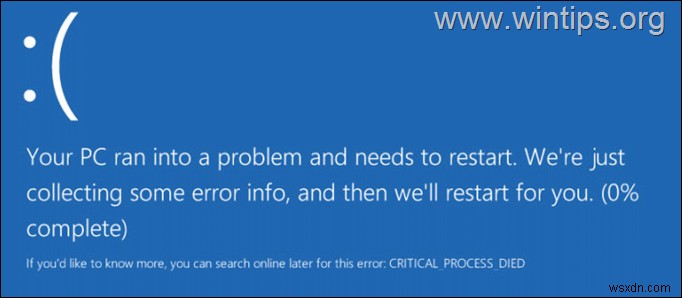 KHẮC PHỤC:QUÁ TRÌNH CRITICAL TIED DIED lỗi bsod trên Windows 10.