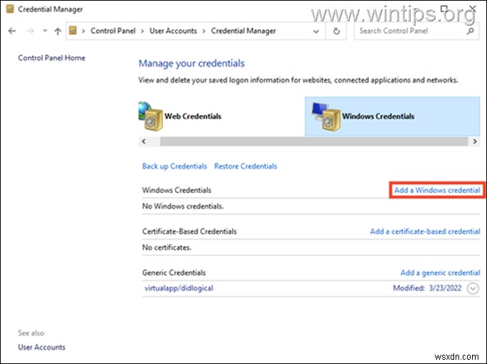 Cách xóa thông tin đăng nhập web hoặc Windows trên Windows 10/11.
