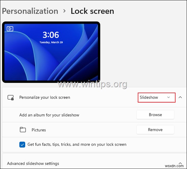 Cách thay đổi nền màn hình khóa trong Windows 11.