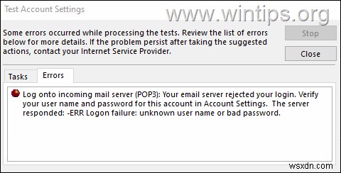 Khắc phục:Đăng nhập Outlook 0x800CCC92 Không thành công với máy chủ thư Office365 POP3. (Đã giải quyết)