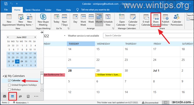 Cách chia sẻ Lịch Outlook trên Máy tính để bàn hoặc trên Web.