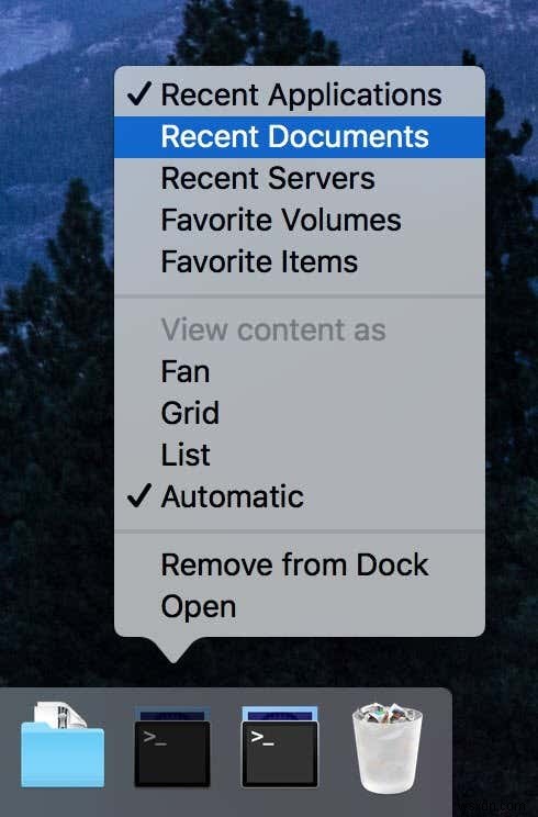 Cách truy cập các mục gần đây từ đế MacOS