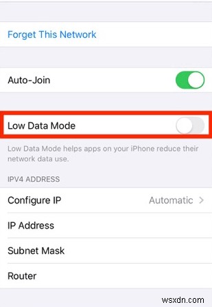 Cách bật hoặc tắt Chế độ dữ liệu thấp trên iPhone
