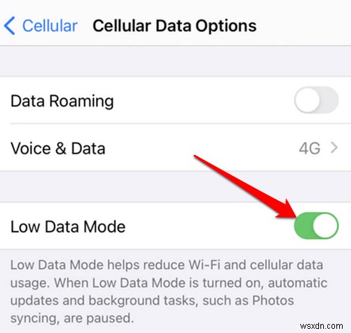Cách bật hoặc tắt Chế độ dữ liệu thấp trên iPhone