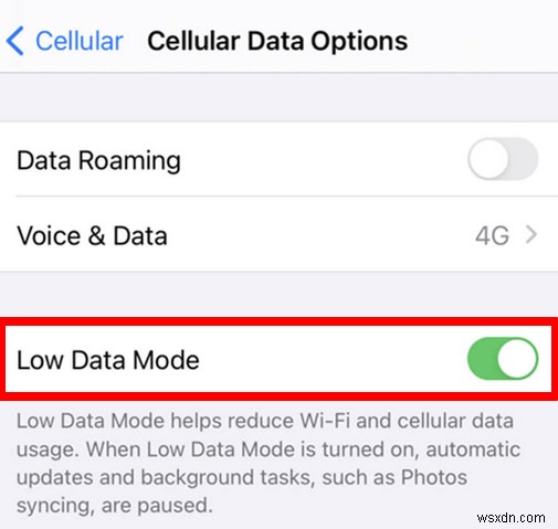 Cách bật hoặc tắt Chế độ dữ liệu thấp trên iPhone