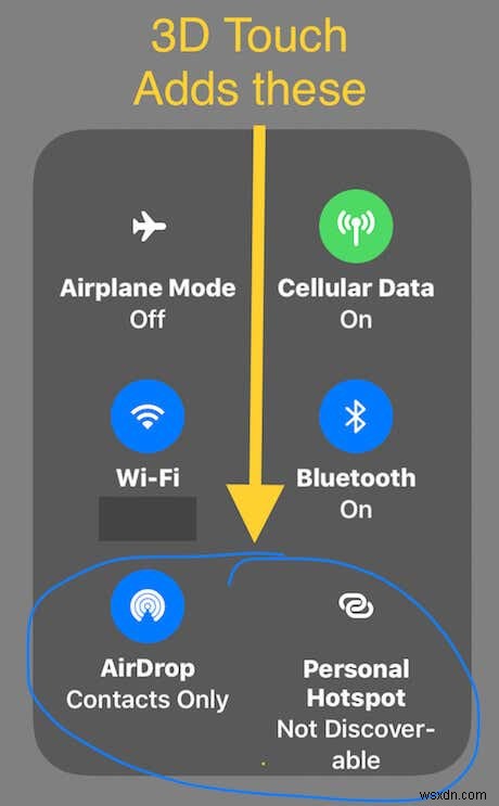 Phím tắt iOS:Sử dụng 3D Touch trong Trung tâm điều khiển