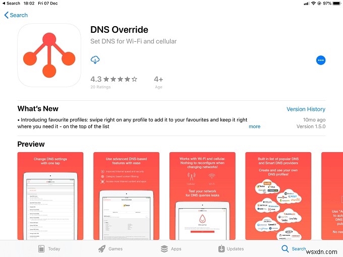 Sử dụng máy chủ DNS tùy chỉnh trên mạng di động trong iOS với tính năng Ghi đè DNS