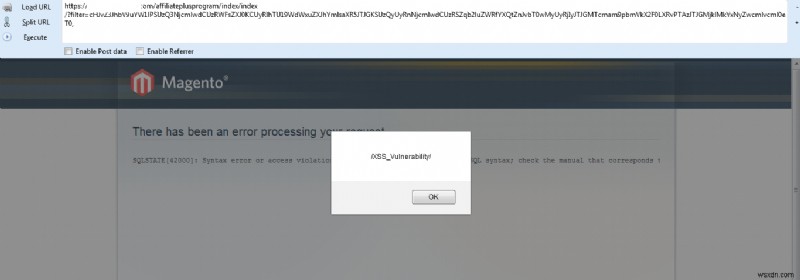 Nâng cấp tiện ích mở rộng Magento của đơn vị liên kết - XSS đã tìm thấy lỗ hổng
