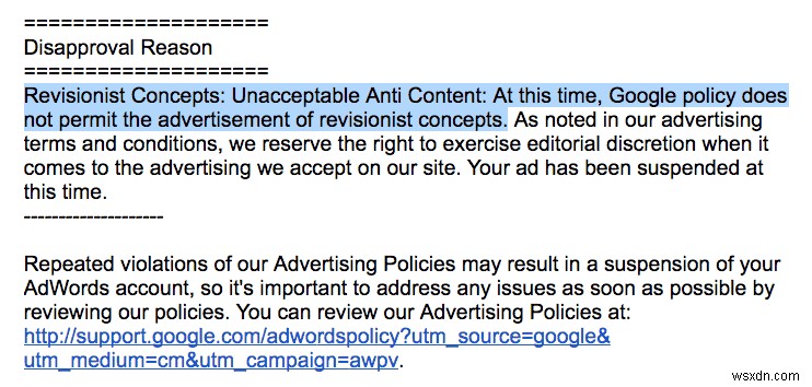 Google đã tạm ngưng Quảng cáo của bạn vì Phần mềm độc hại &Phần mềm không mong muốn.