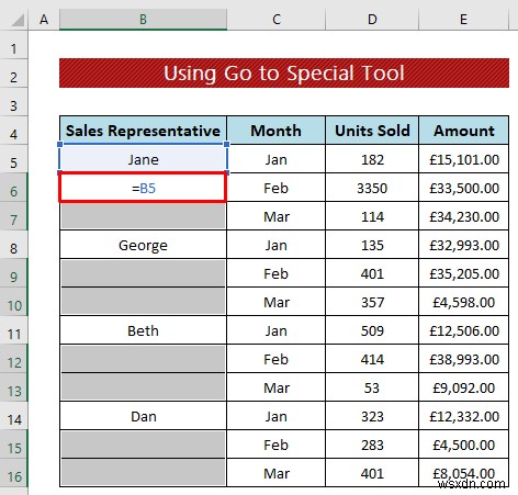 Kỹ thuật làm sạch dữ liệu:Điền vào ô trống trong Excel (4 cách)