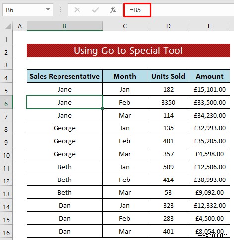 Kỹ thuật làm sạch dữ liệu:Điền vào ô trống trong Excel (4 cách)