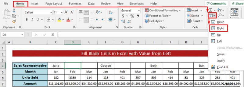 Kỹ thuật làm sạch dữ liệu:Điền vào ô trống trong Excel (4 cách)