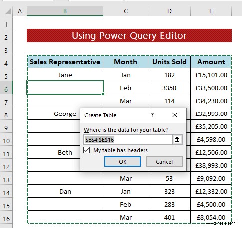 Kỹ thuật làm sạch dữ liệu:Điền vào ô trống trong Excel (4 cách)