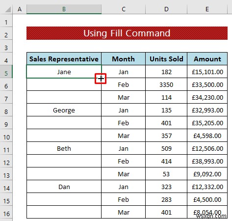 Kỹ thuật làm sạch dữ liệu:Điền vào ô trống trong Excel (4 cách)