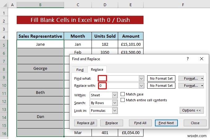 Kỹ thuật làm sạch dữ liệu:Điền vào ô trống trong Excel (4 cách)