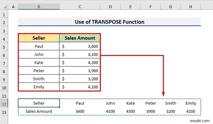 Cách thay đổi cột dọc thành ngang trong Excel