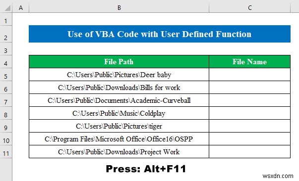 Cách lấy tên tệp từ đường dẫn trong Excel (6 phương pháp đơn giản)