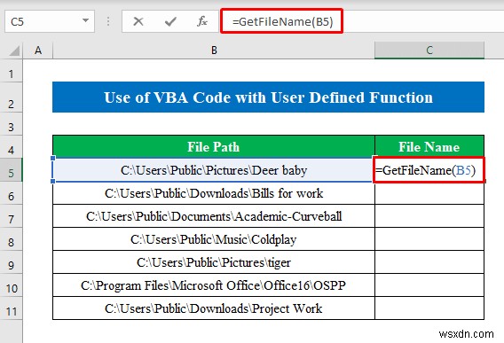 Cách lấy tên tệp từ đường dẫn trong Excel (6 phương pháp đơn giản)