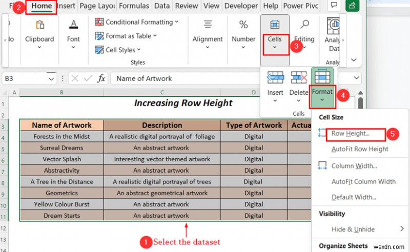 Cách sử dụng đối tượng Excel để tạo danh mục nghệ thuật