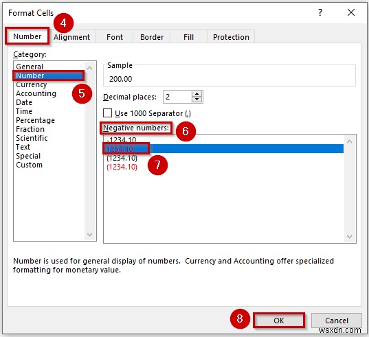 Cách tạo số âm thành màu đỏ trong Excel (4 cách dễ dàng)