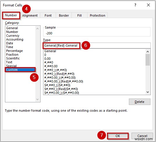 Cách tạo số âm thành màu đỏ trong Excel (4 cách dễ dàng)