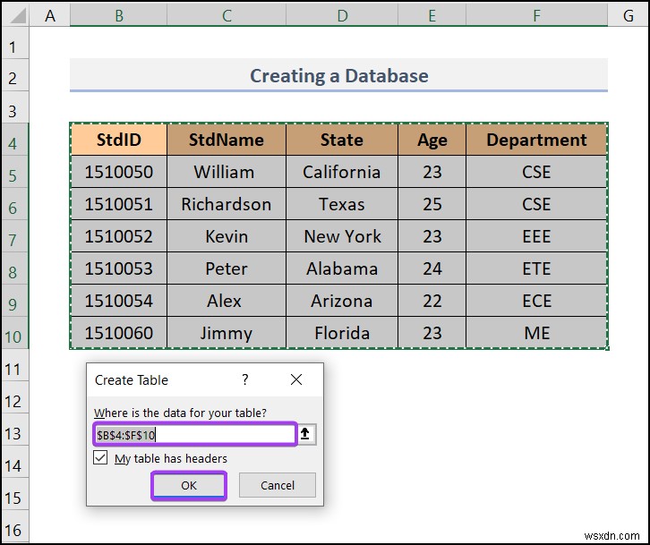 Cách tạo cơ sở dữ liệu trong Excel (với các bước đơn giản)