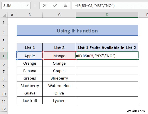 Cách so sánh hai cột để tìm sự khác biệt trong Excel