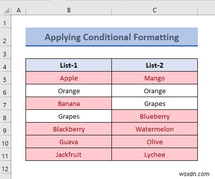 Cách so sánh hai cột để tìm sự khác biệt trong Excel