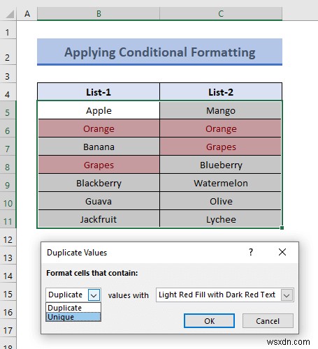 Cách so sánh hai cột để tìm sự khác biệt trong Excel