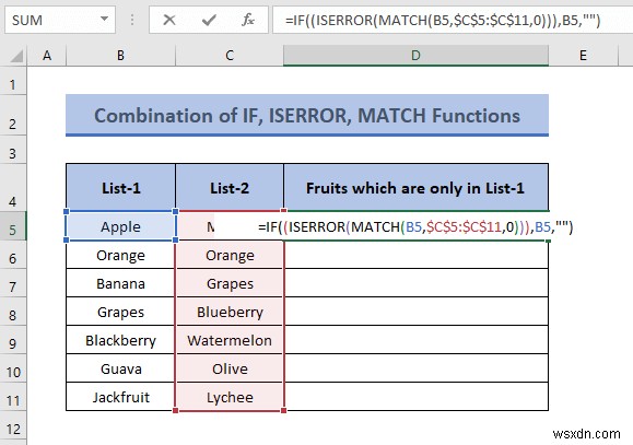 Cách so sánh hai cột để tìm sự khác biệt trong Excel