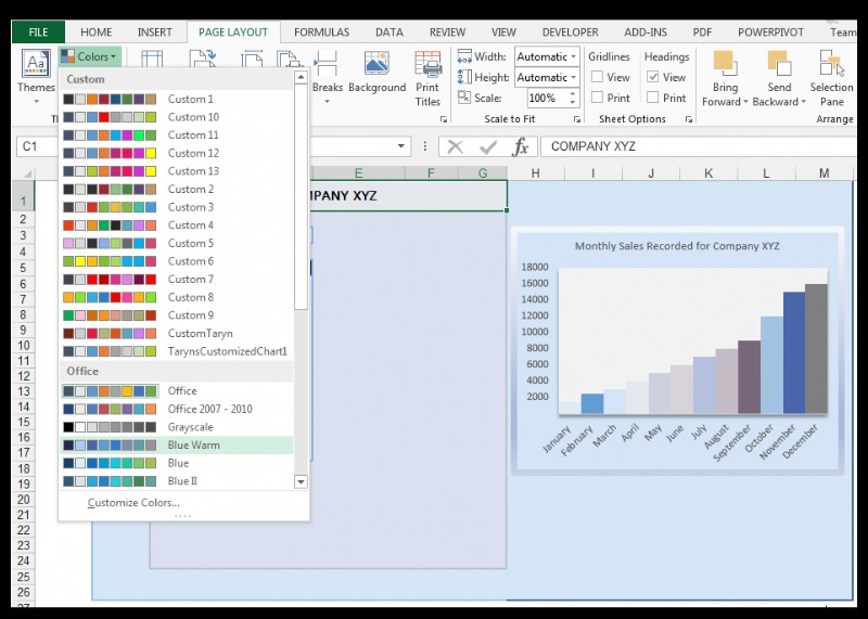 Cách sửa đổi màu chủ đề, phông chữ &hiệu ứng &tạo chủ đề Excel tùy chỉnh