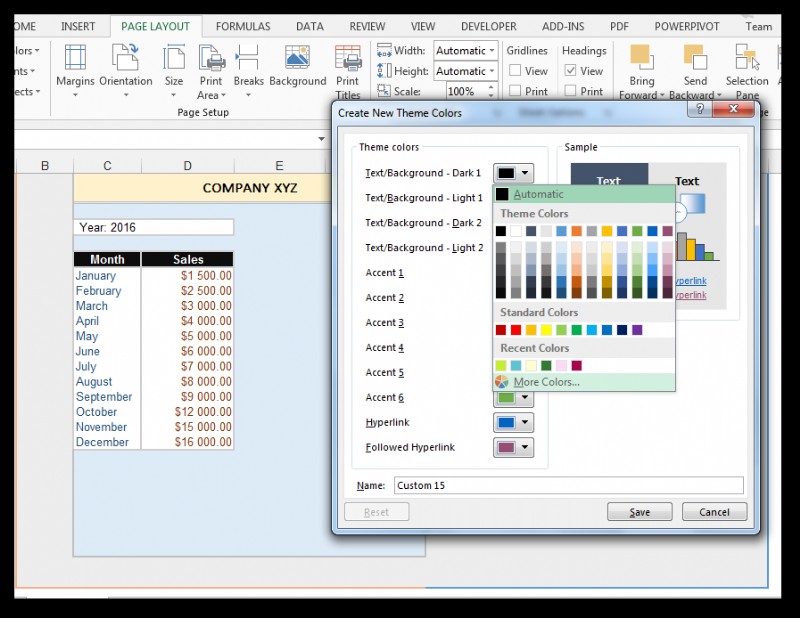 Cách sửa đổi màu chủ đề, phông chữ &hiệu ứng &tạo chủ đề Excel tùy chỉnh