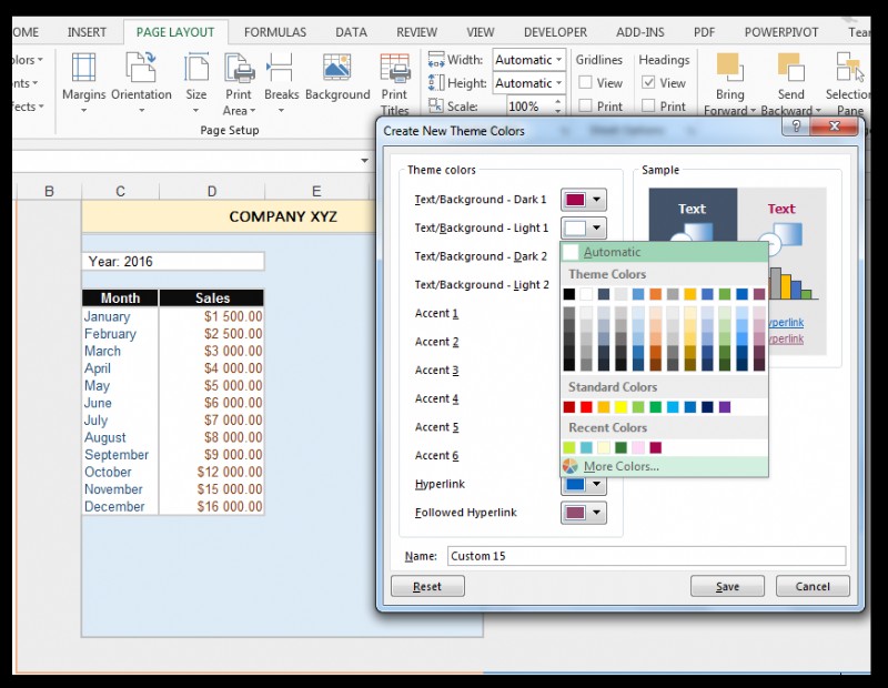 Cách sửa đổi màu chủ đề, phông chữ &hiệu ứng &tạo chủ đề Excel tùy chỉnh