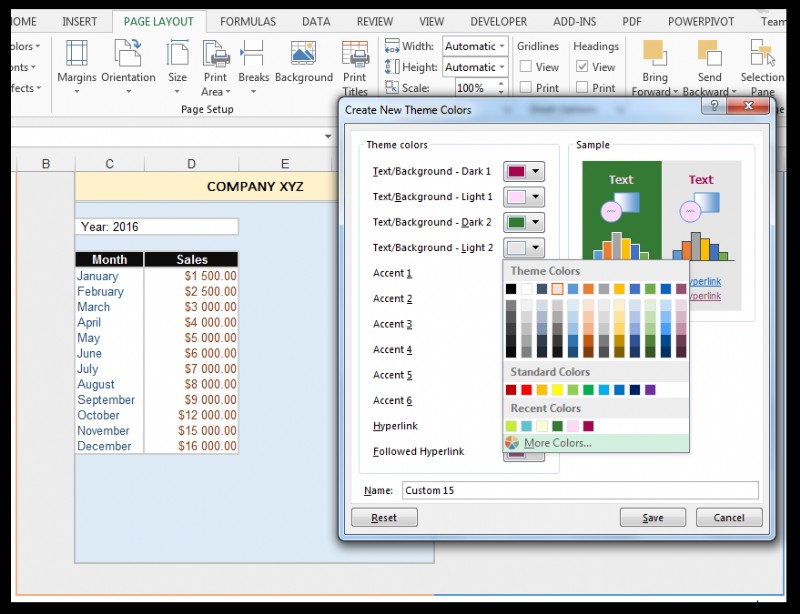 Cách sửa đổi màu chủ đề, phông chữ &hiệu ứng &tạo chủ đề Excel tùy chỉnh