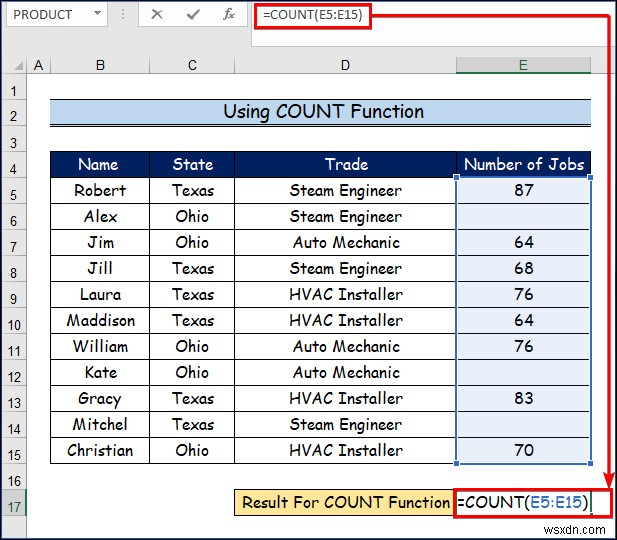 Cách sử dụng các loại hàm COUNT khác nhau trong Excel (5 cách) 