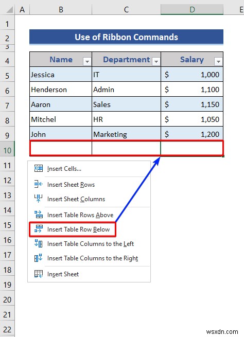 Cách Chèn hoặc Xóa Hàng và Cột từ Bảng Excel