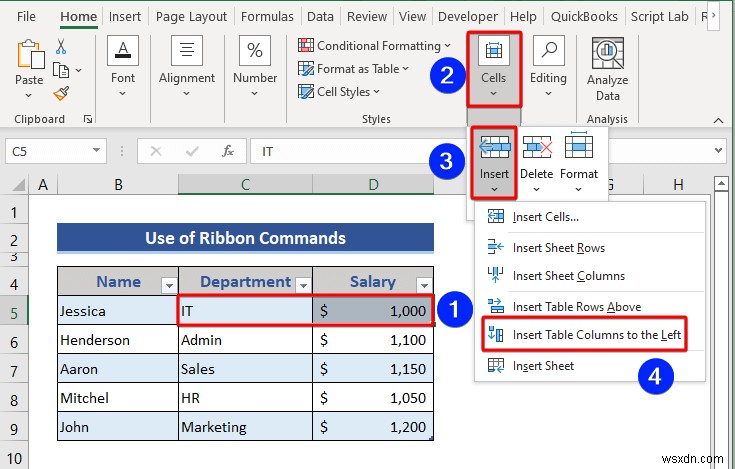 Cách Chèn hoặc Xóa Hàng và Cột từ Bảng Excel