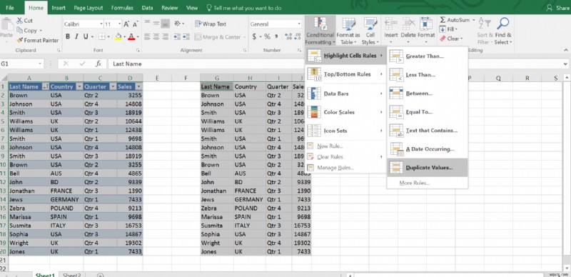 Cách loại bỏ các hàng trùng lặp trong bảng Excel