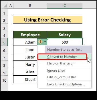 Cách chuyển văn bản thành số trong Excel (8 cách dễ dàng)