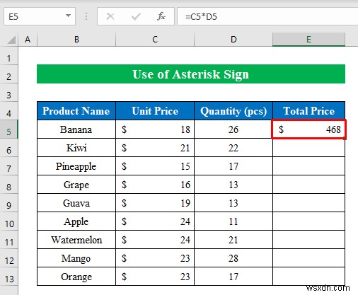 Cách nhân trong Excel (8 phương pháp đơn giản)