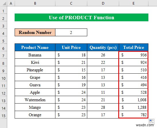 Cách nhân trong Excel (8 phương pháp đơn giản)