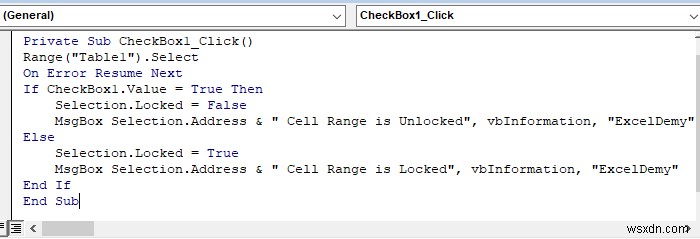 Cách khóa và mở khóa ô trong Excel bằng VBA